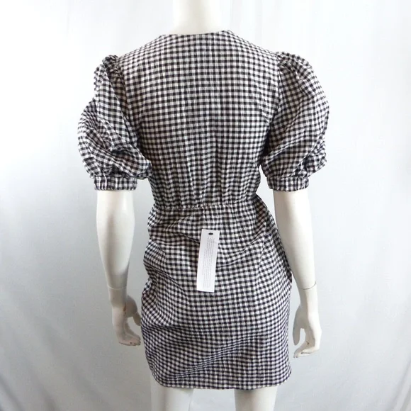 TOPSHOP 9-9 Gingham Tulip Minidress In Monochrome SIZE US 2 BLACK WHITE - Picture 6 of 9